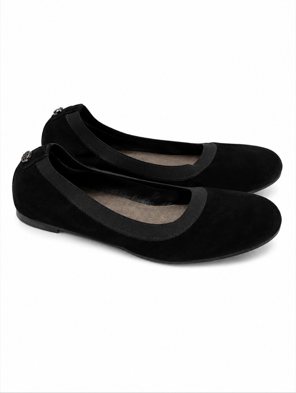 Stuart Weitzman Black Suede Ballet Flats Elastic Trim Size 6M